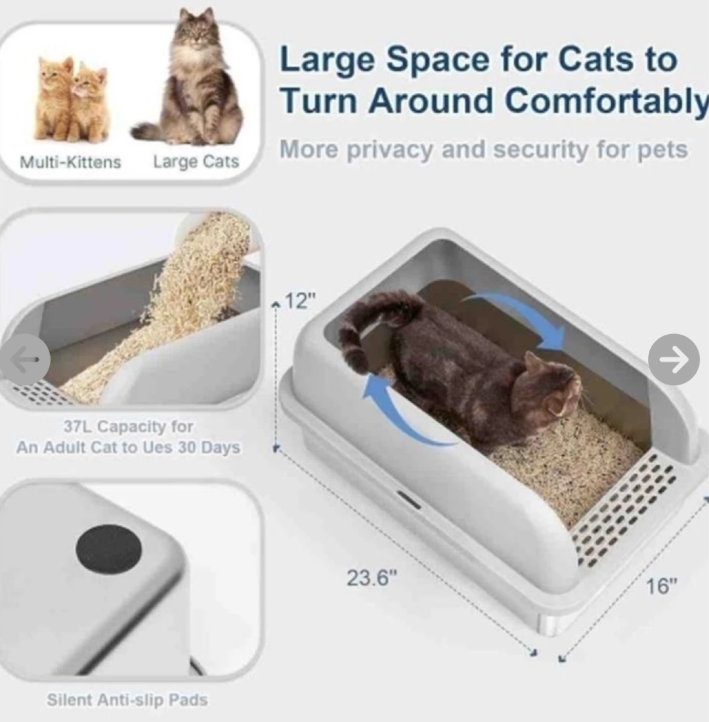 Large Cat Litter Box with Scoop - photo 2