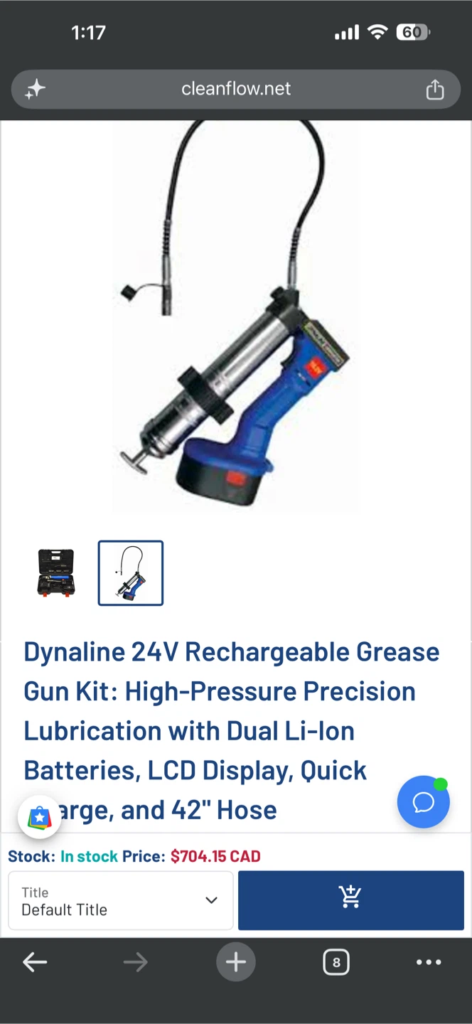 Dynaline 24V Rechargeable Grease Gun Kit