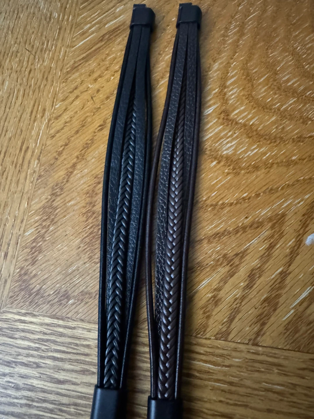 2 Braided Leather Straps (1 Black, 1 Brown) - photo 3
