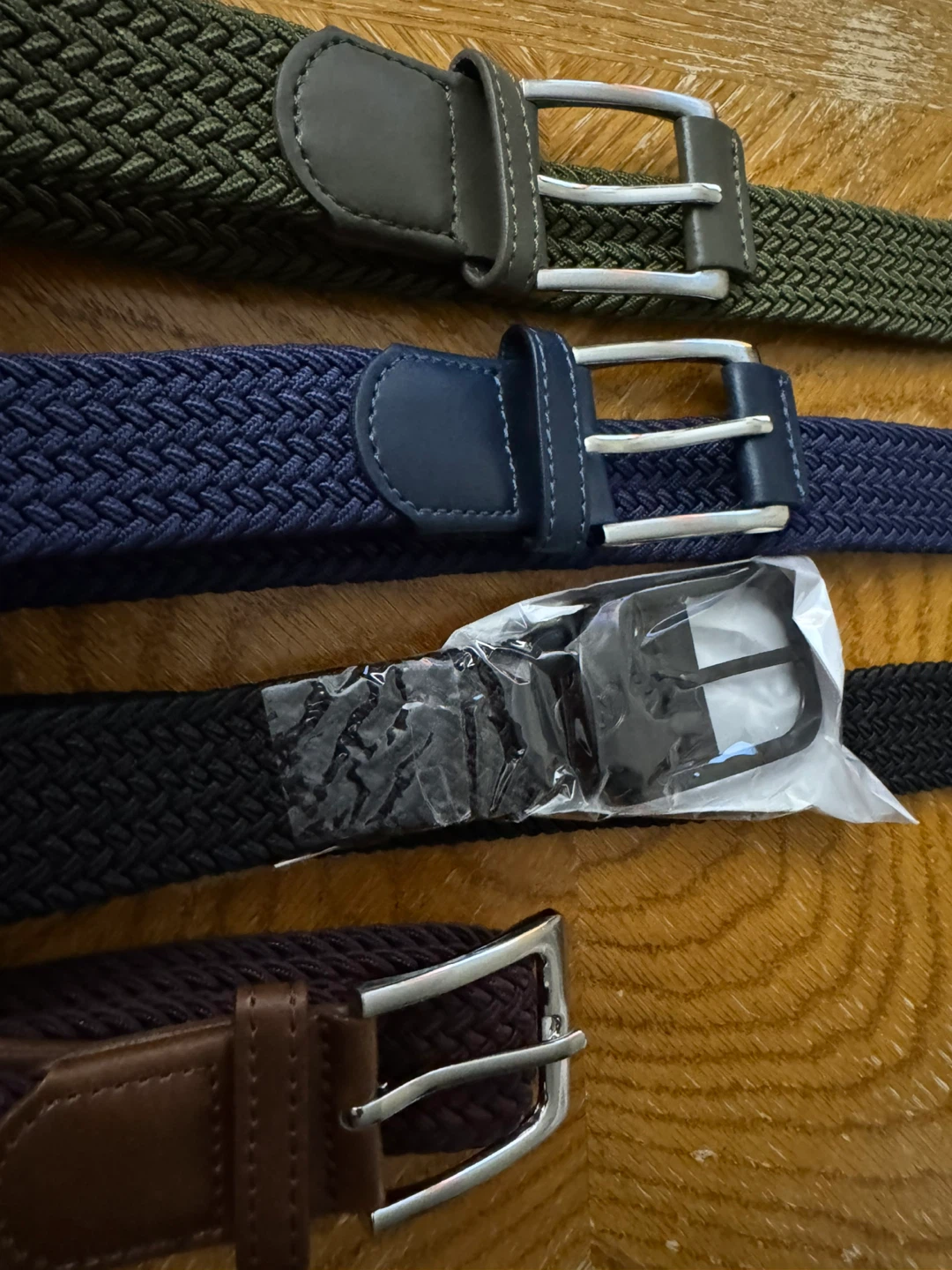 Set of 4 Woven Stretch Belts - Black, Blue, Green, Brown - photo 2