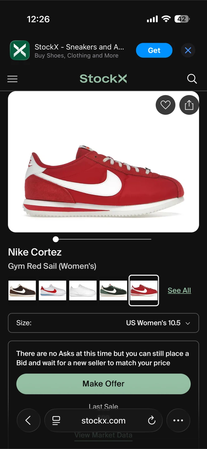 Nike Cortez Women's Gym Red Sail Size 10.5 - photo 5