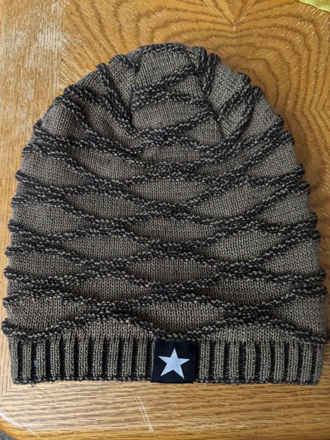 Brown Knit Beanie with Star Patch - photo 2
