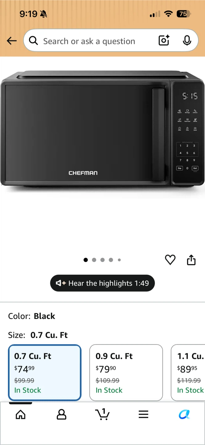 Chefman 0.7 Cu. Ft. Black Countertop Microwave - photo 3