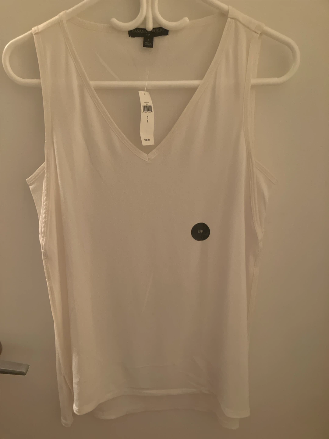 Banana Republic White V-Neck Tank Top