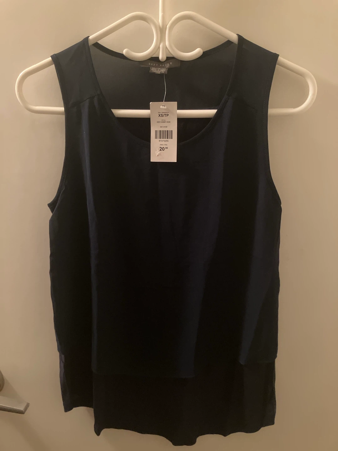 Suzy Shier Navy Blue Sleeveless Blouse