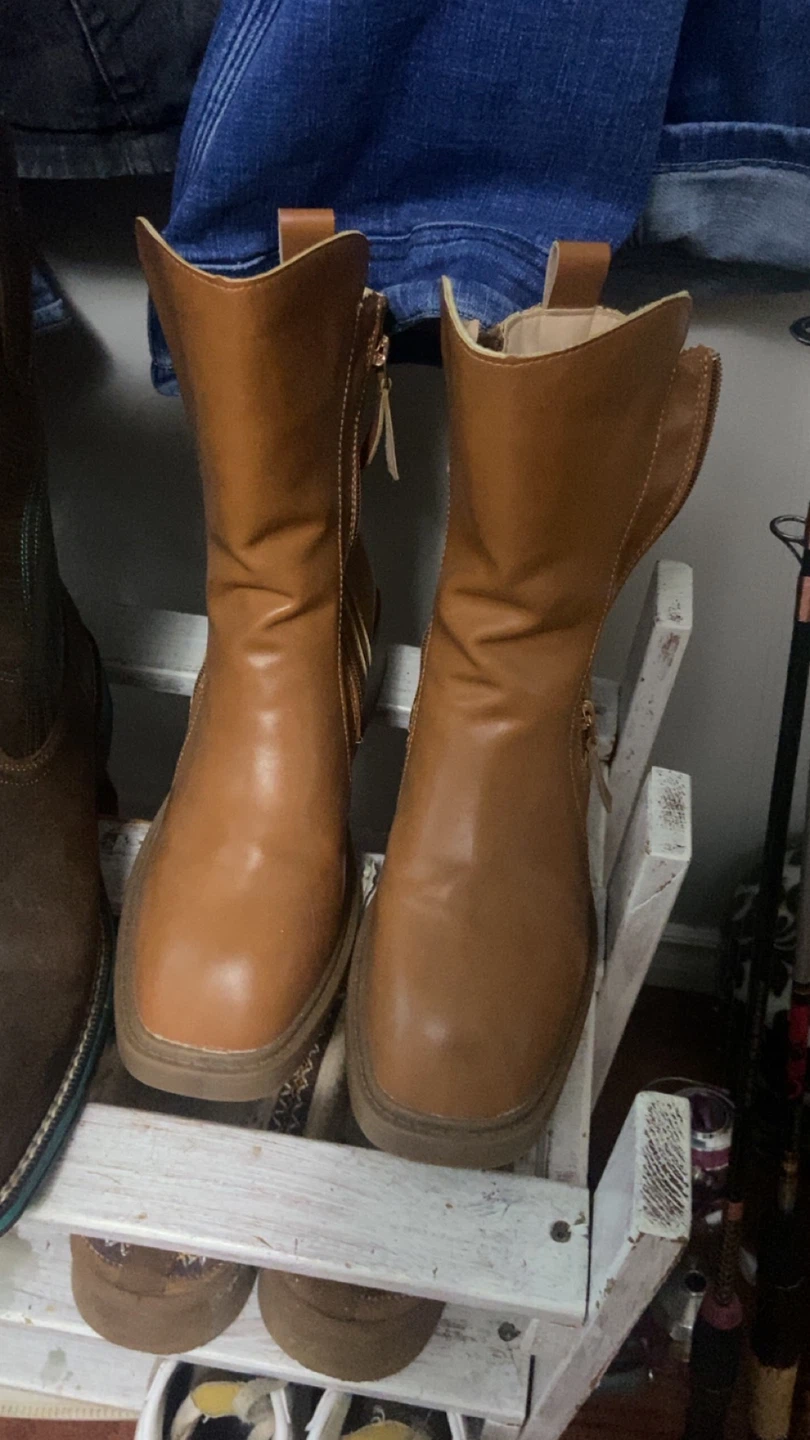 Women's Brown Faux Leather Ankle Boots
