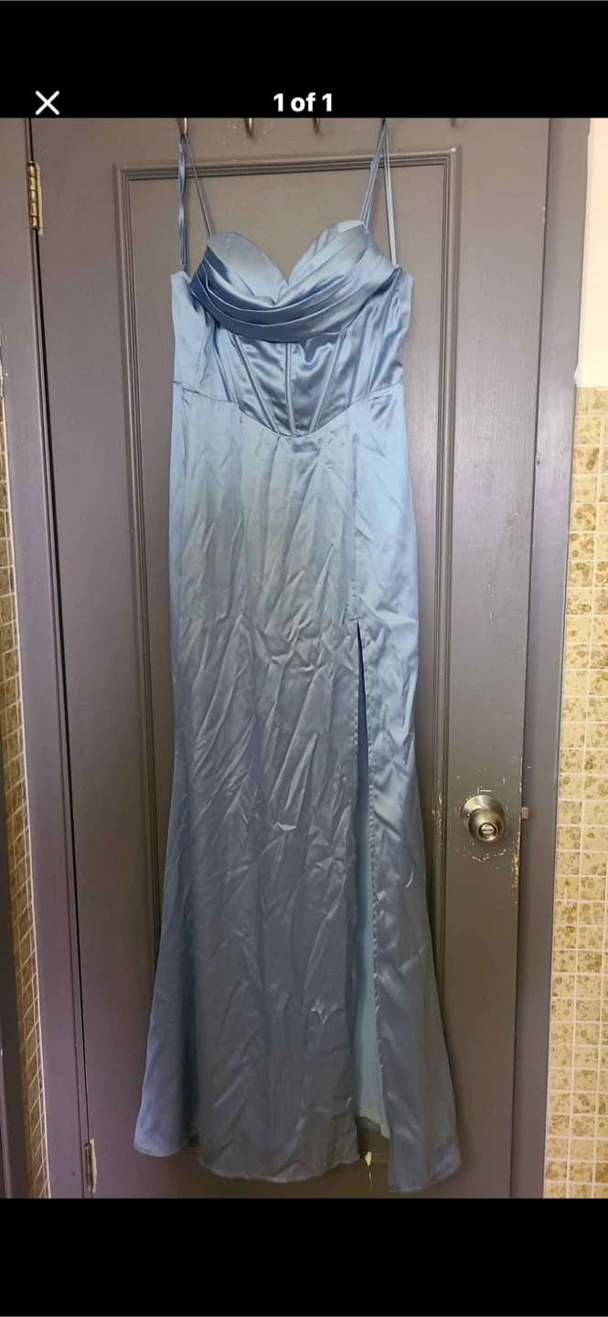 Satin Sweetheart Neckline Dress with Slit