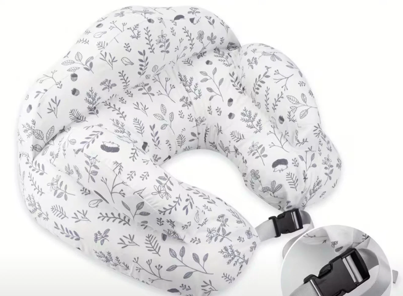 Nursing Pillow with Hedgehog and Leaf Print