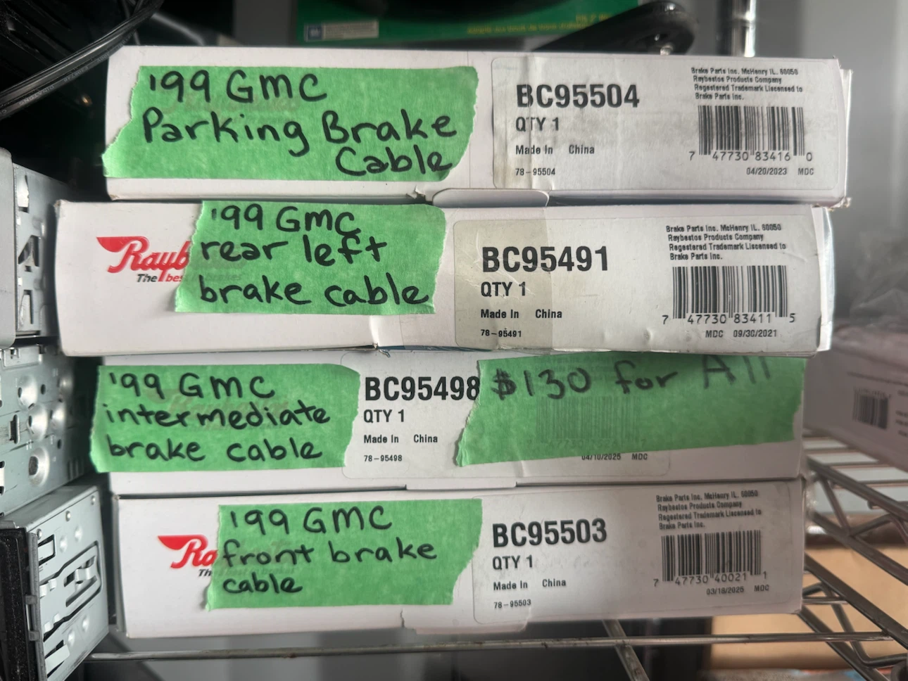 1999 GMC Brake Cable Set