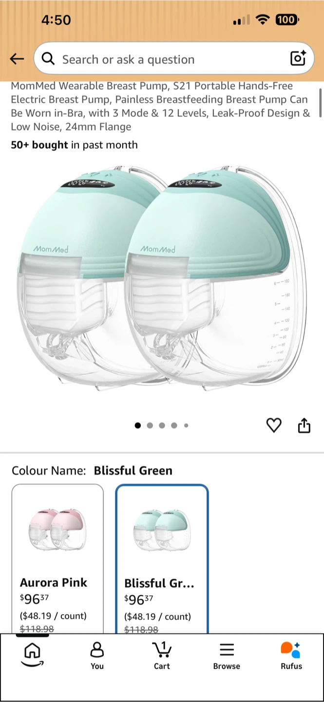MomMed Wearable Breast Pump S21 Blissful Green