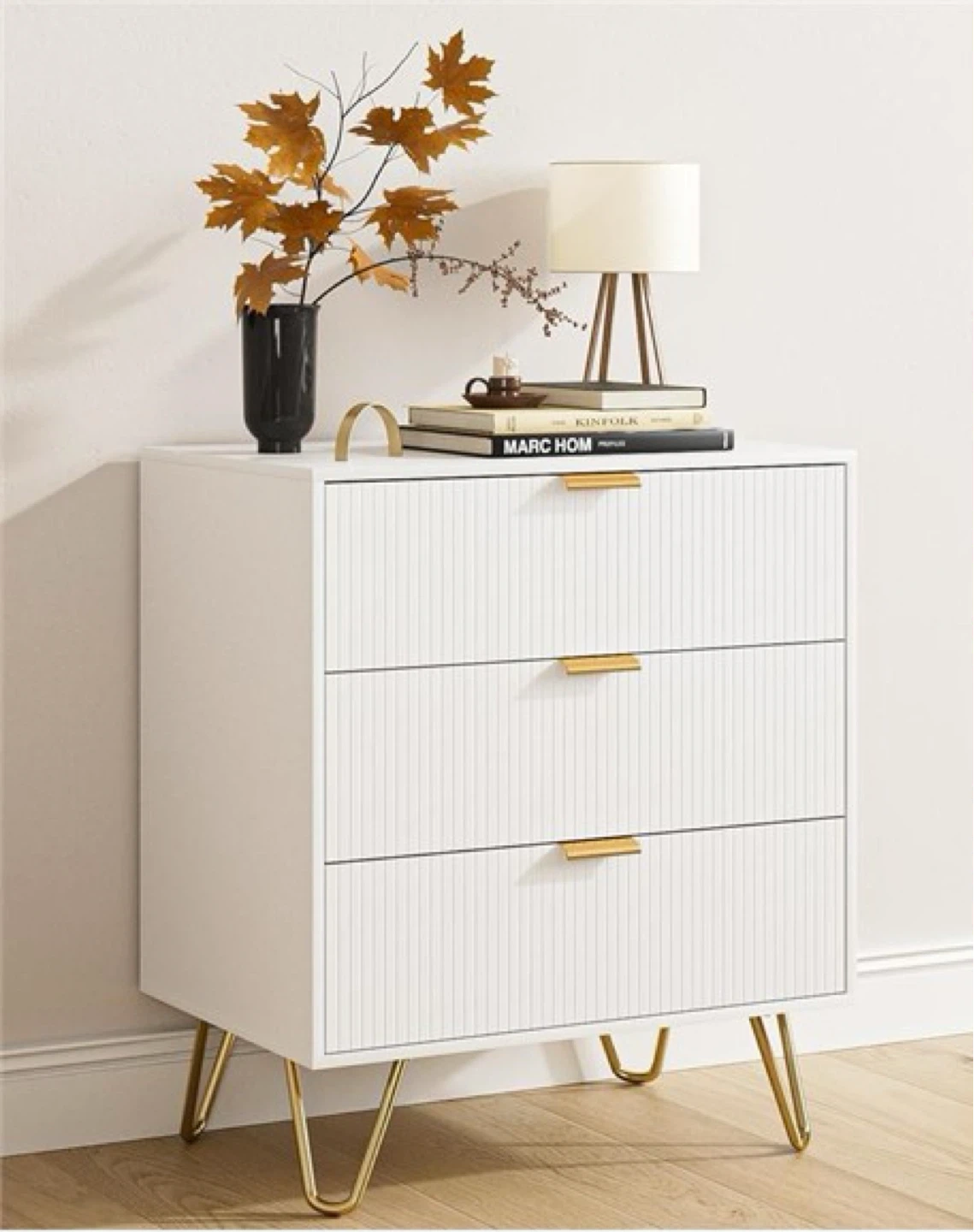 Pink 3-Drawer Dresser with Gold Legs
