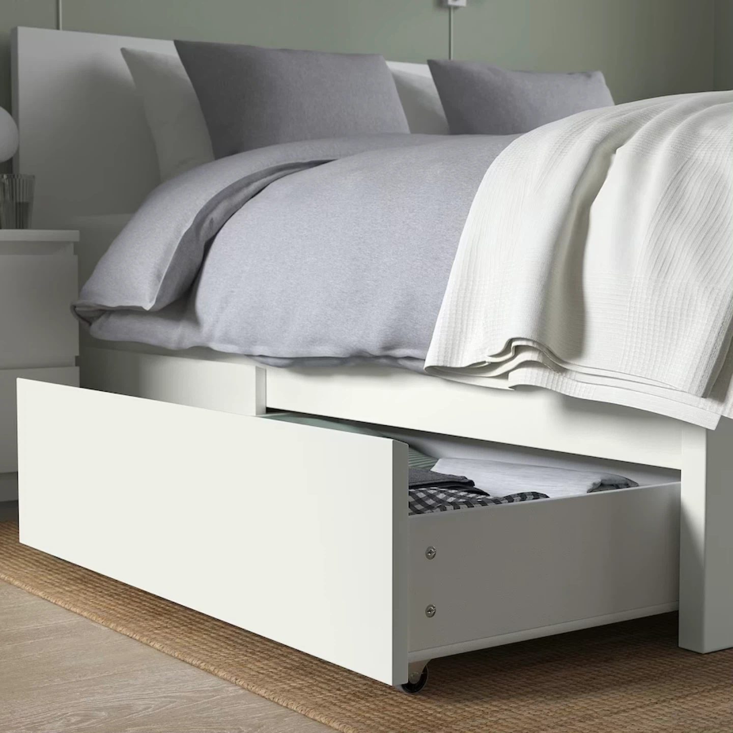 IKEA White Queen Size Malm bed frame + 2 Storage Drawers - photo 4