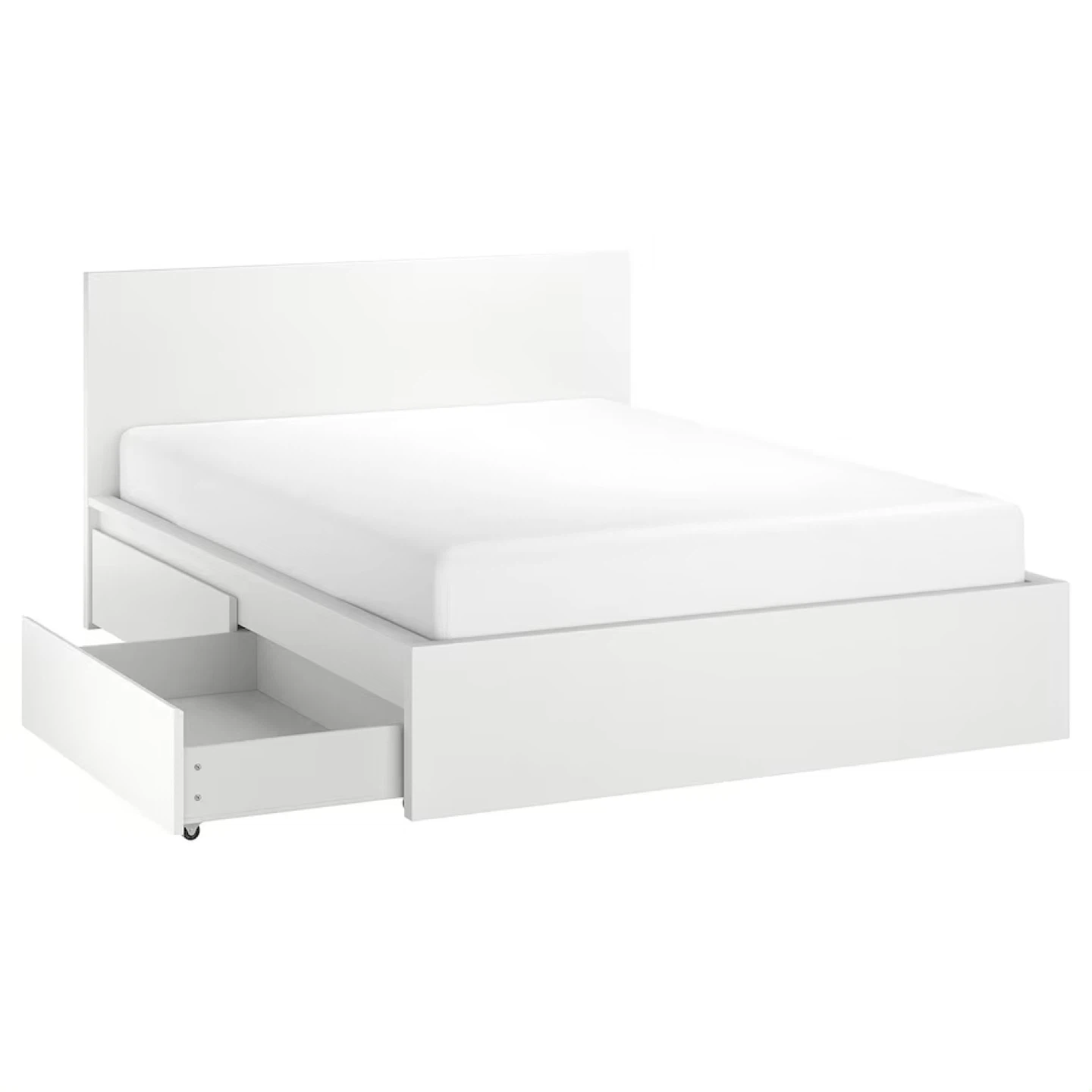 IKEA White Queen Size Malm bed frame + 2 Storage Drawers - photo 5
