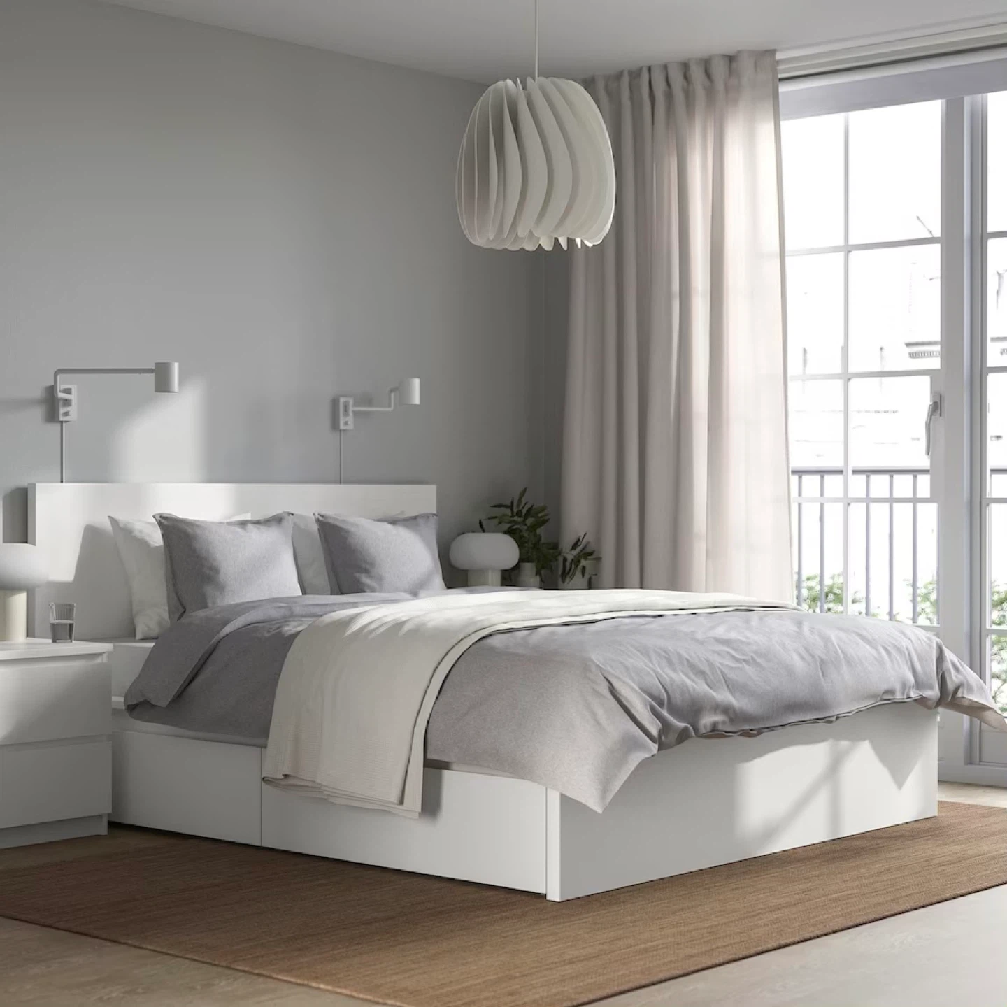 IKEA White Queen Size Malm bed frame + 2 Storage Drawers - photo 3