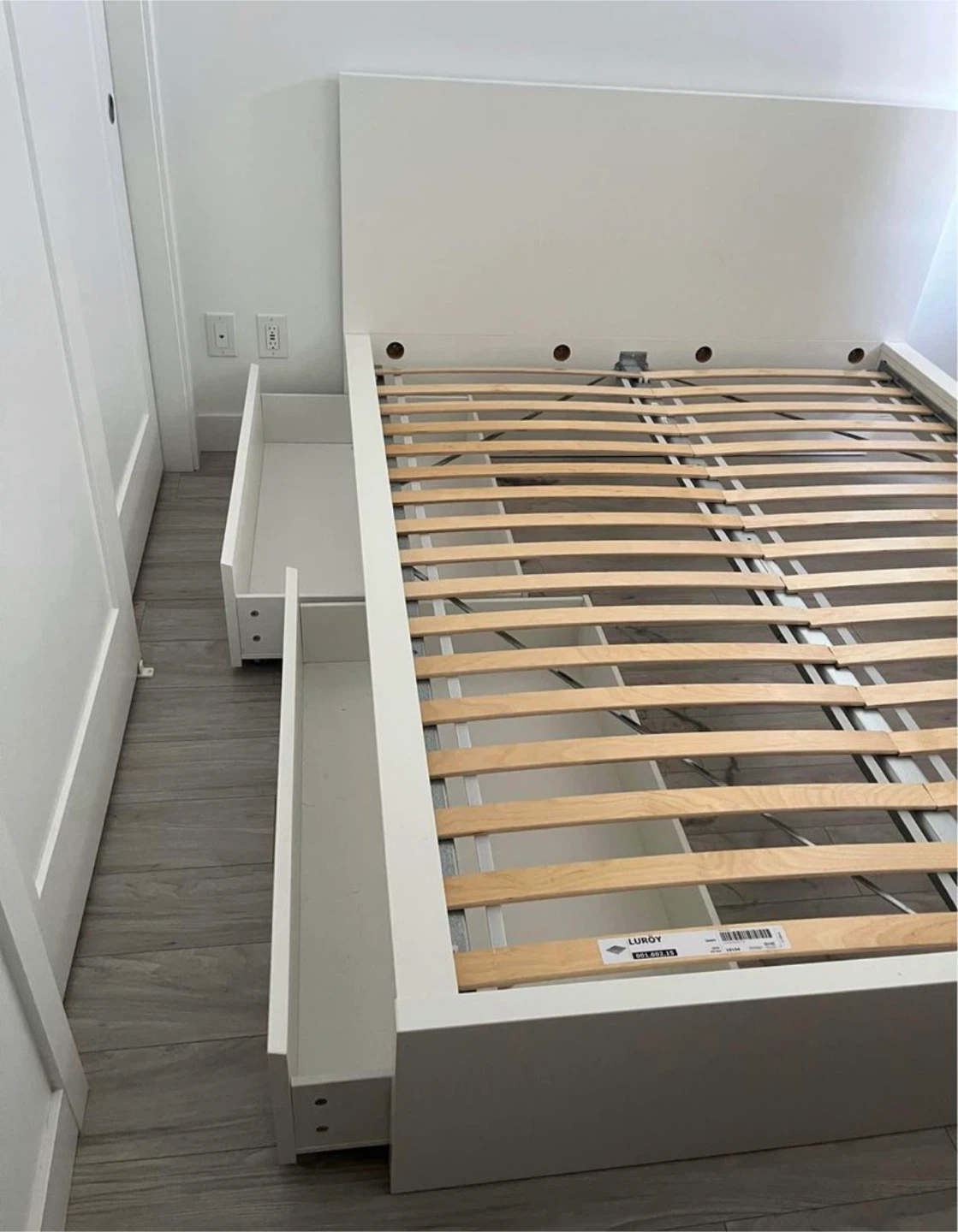 IKEA White Queen Size Malm bed frame + 2 Storage Drawers - photo 2