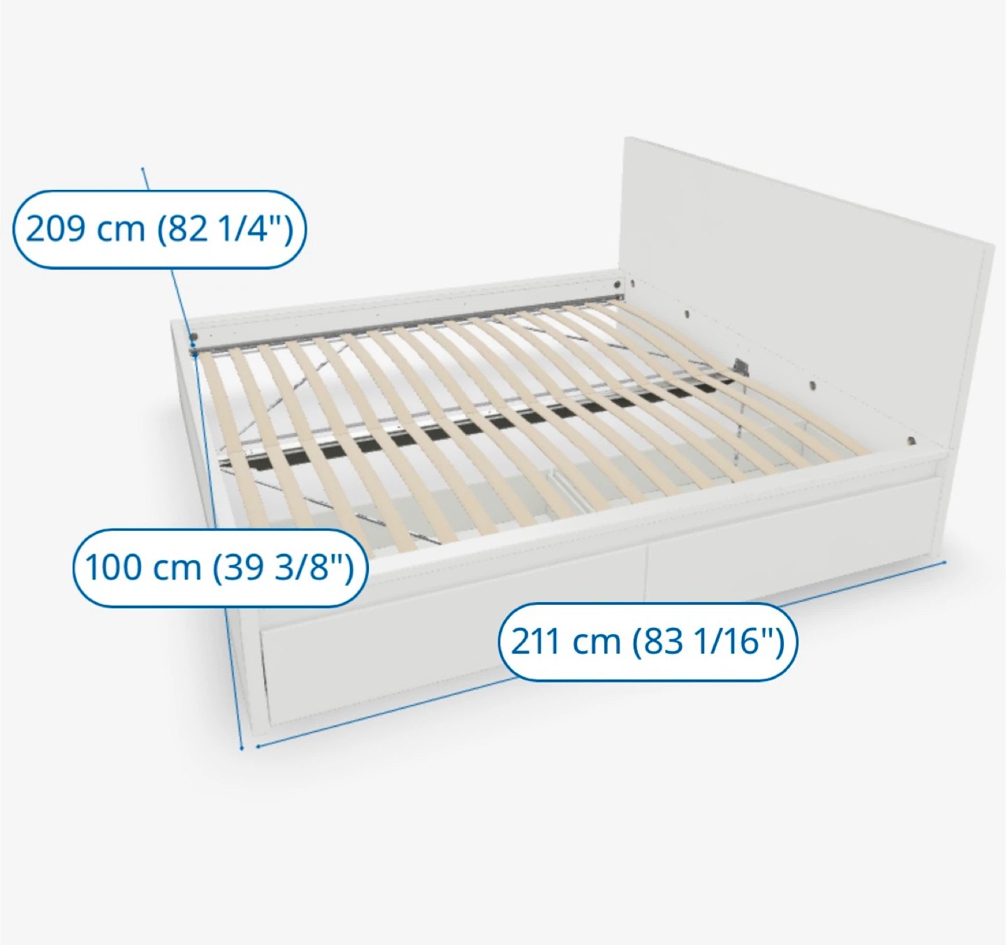 IKEA Malm King Size Bed Frame and 2 Drawers White - photo 3