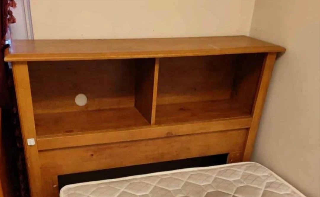 Twin wooden headboard with storage