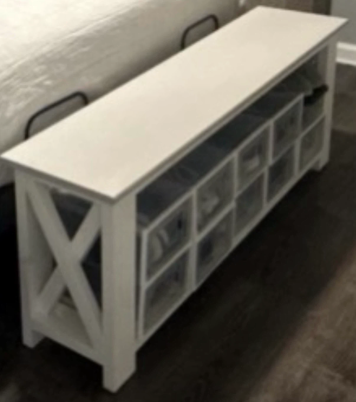 Pine wood White Farmhouse Entryway Bench - photo 2