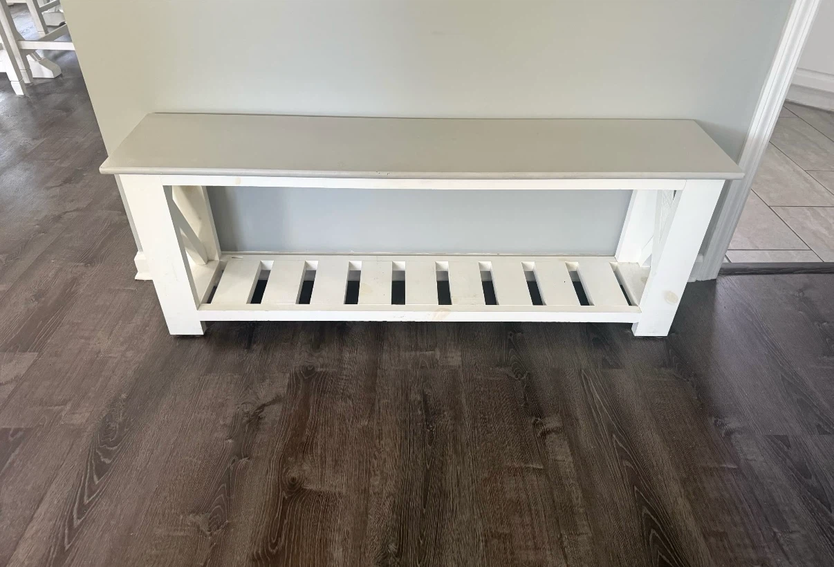 Pine wood White Farmhouse Entryway Bench - photo 4