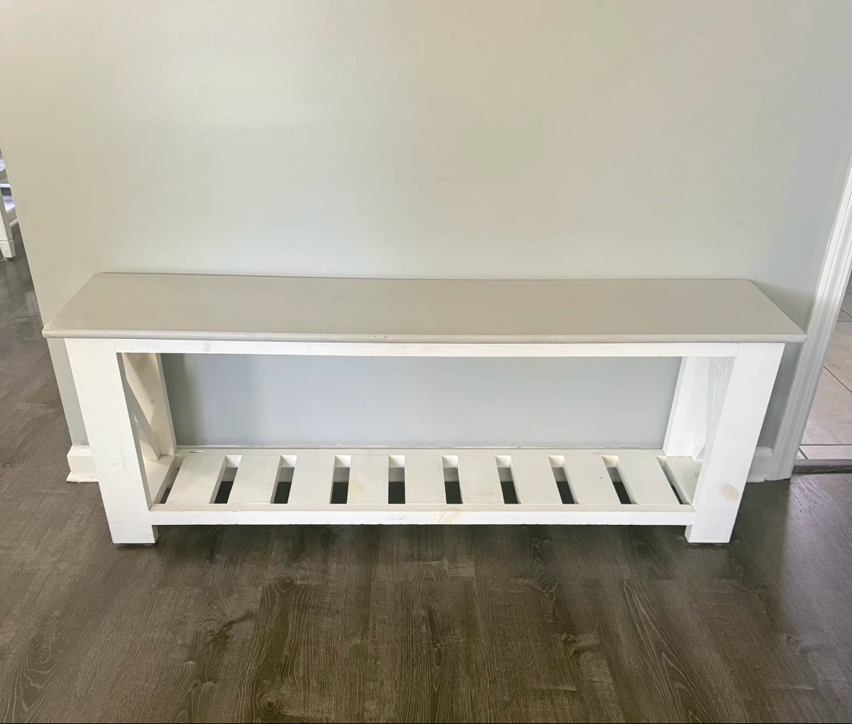 Pine wood White Farmhouse Entryway Bench - photo 5