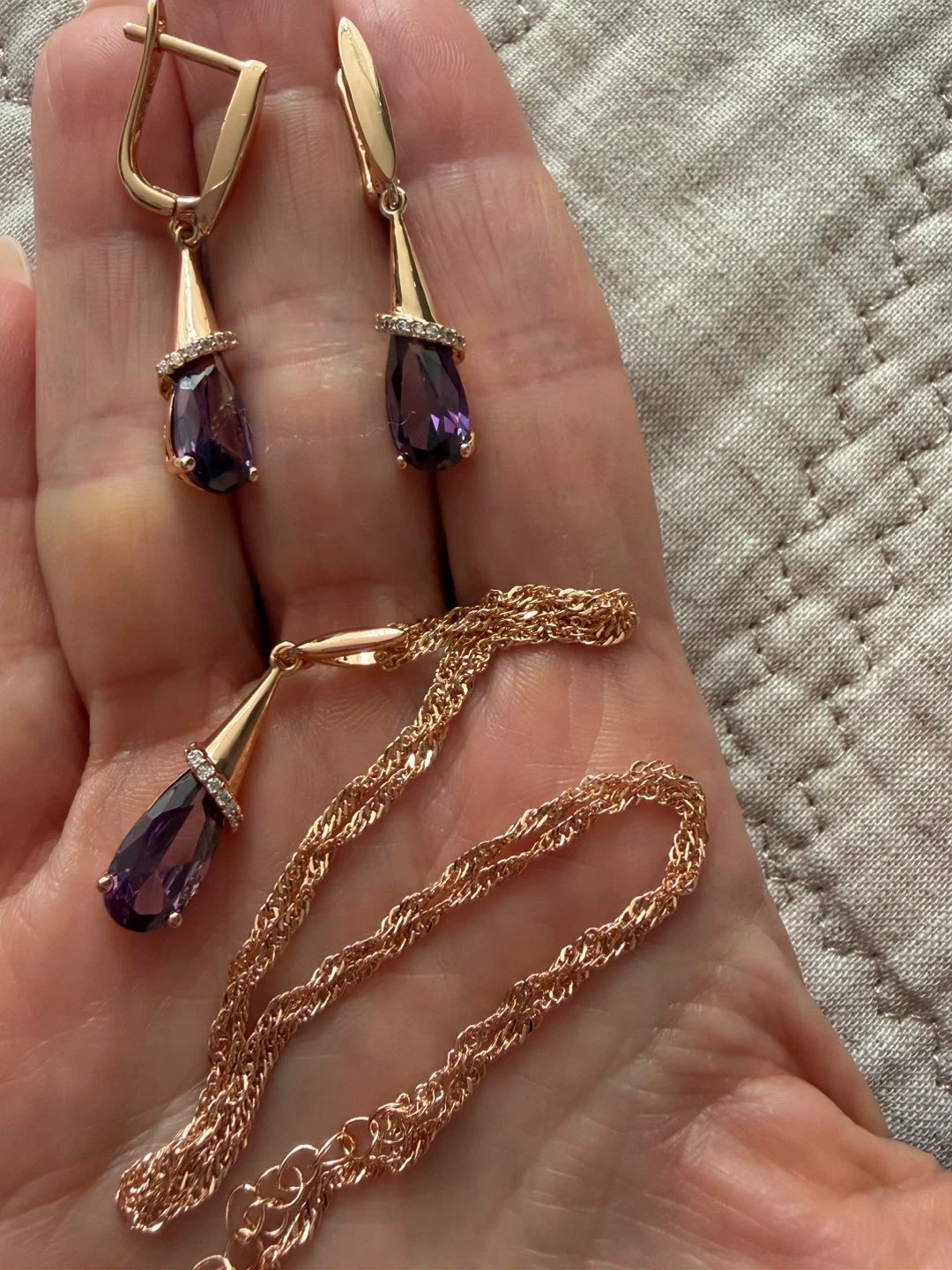 New 14k amethyst earrings necklace