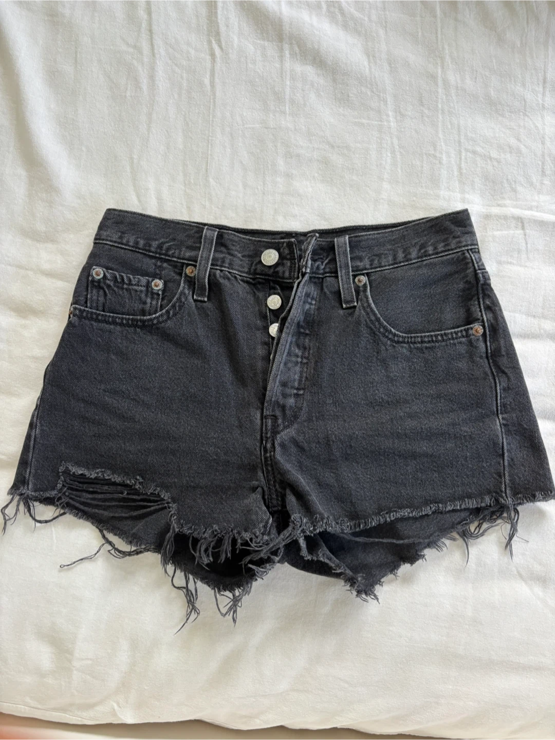 Levi's 501 Black Denim High-Waisted Cutoff Shorts