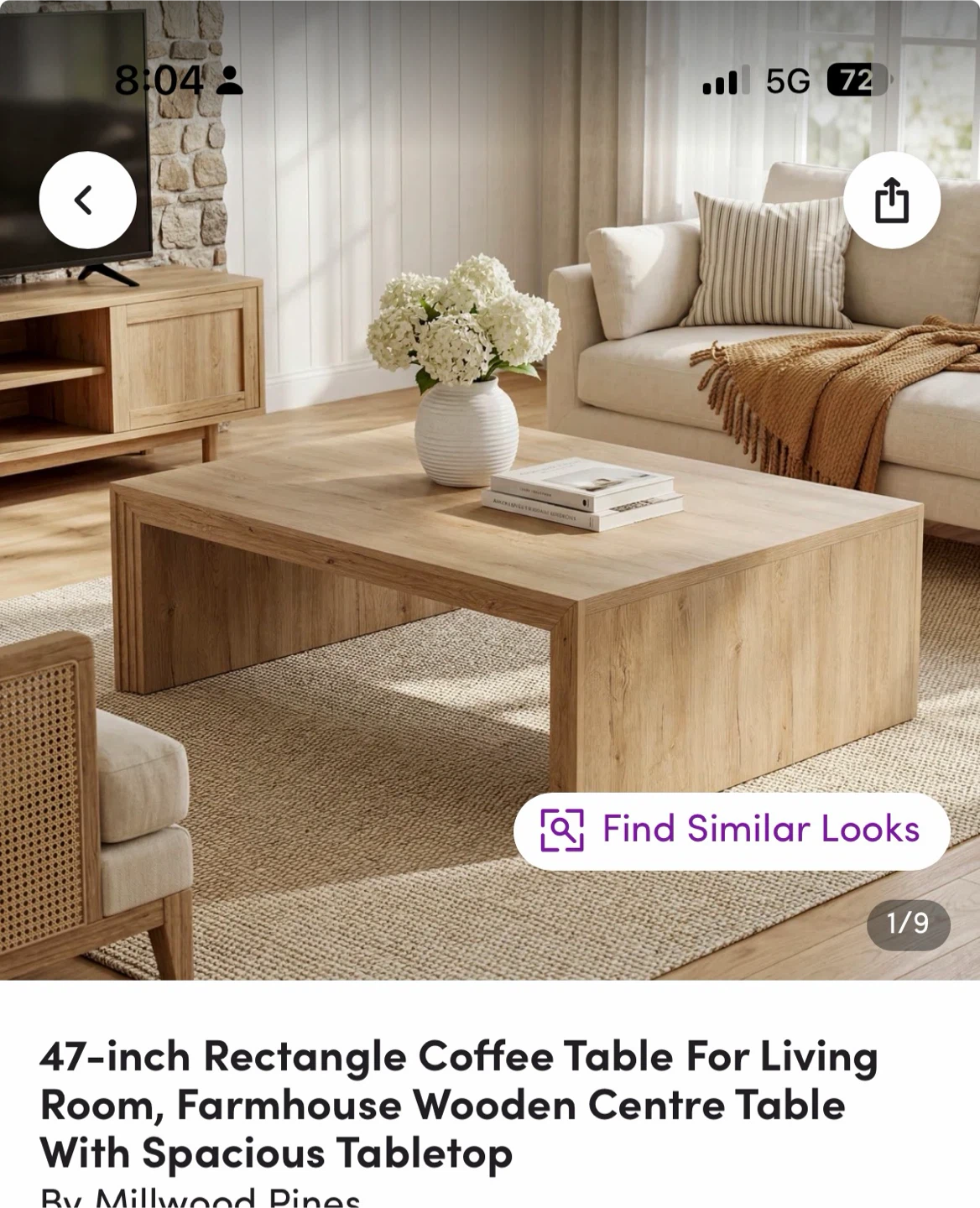 Millwood Pines 47-inch Rectangle Coffee Table