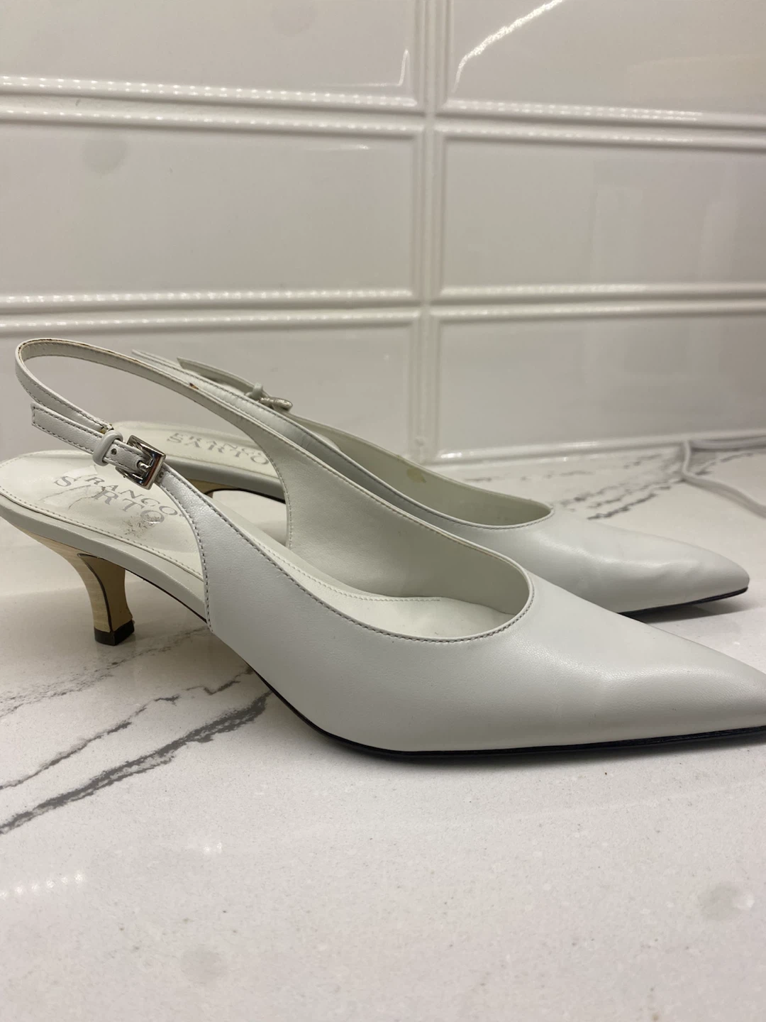 Franco Sarto White Slingback Heels