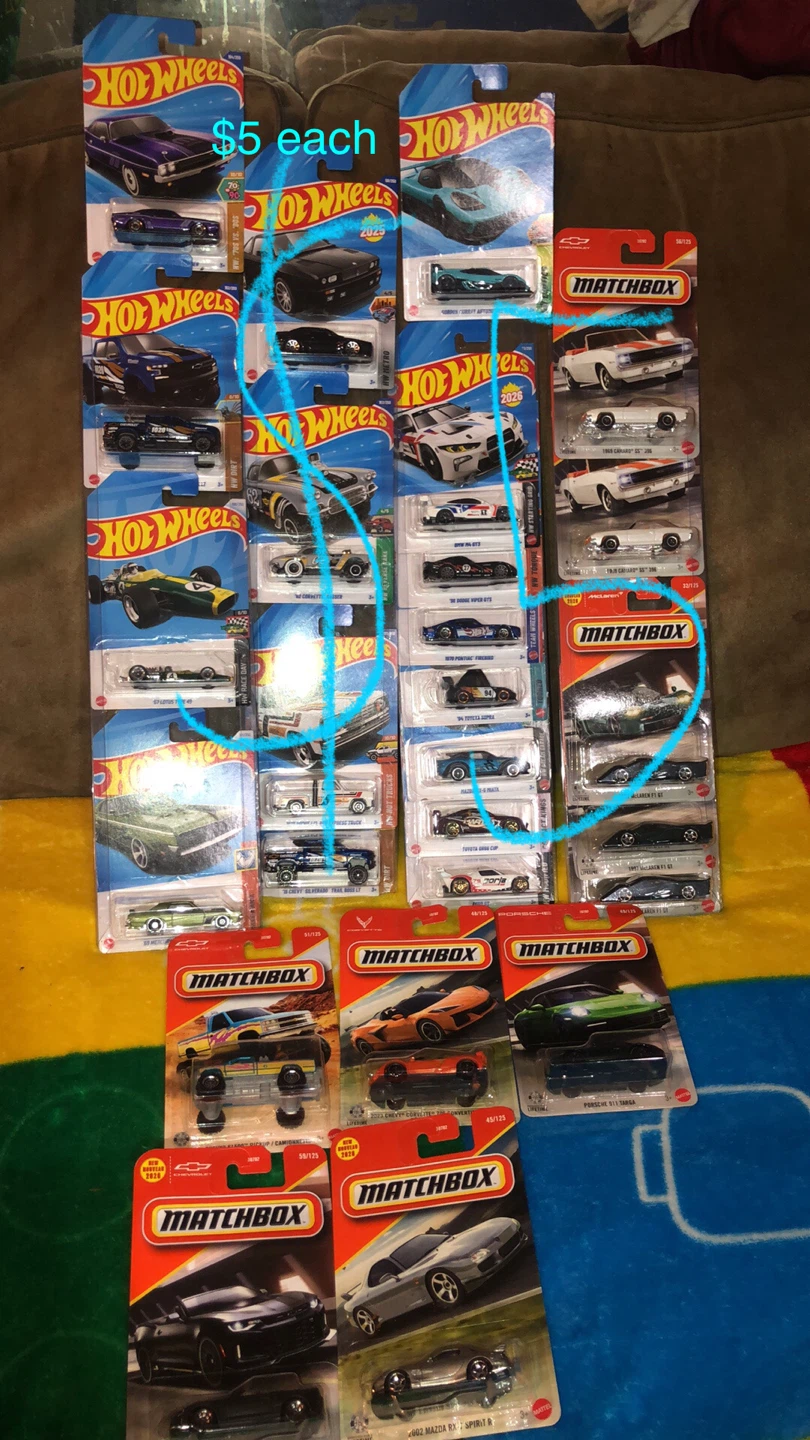 Hot Wheels and Matchbox Toy Cars - $5 Each