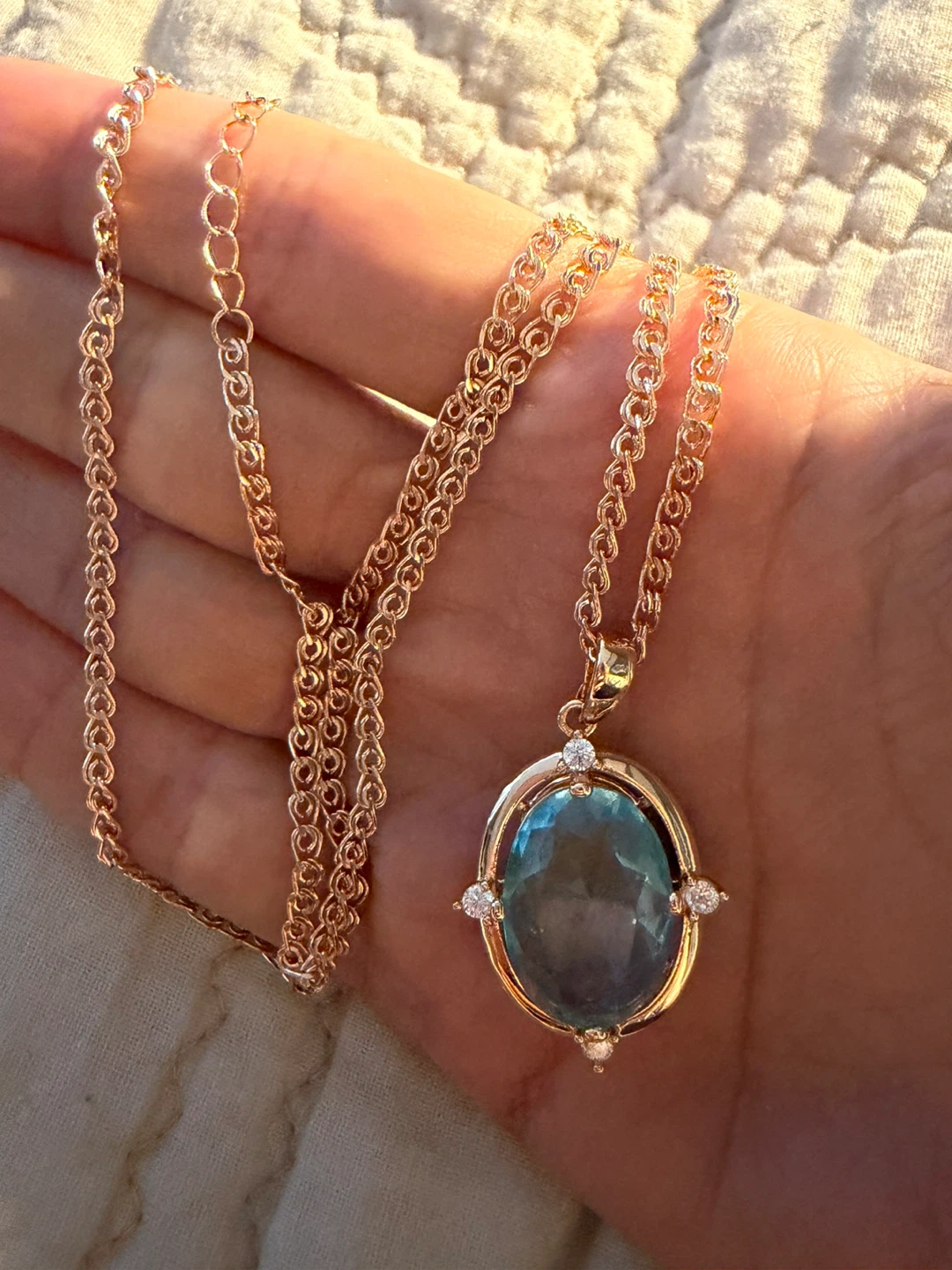 New 14k blue topaz necklace