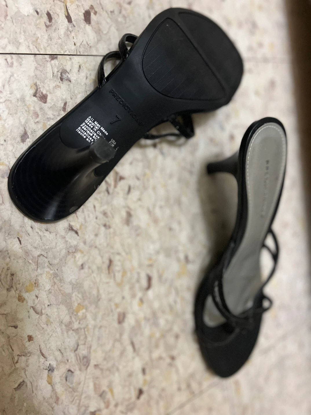 Predictions Black Heeled Sandals Size 7 - photo 2