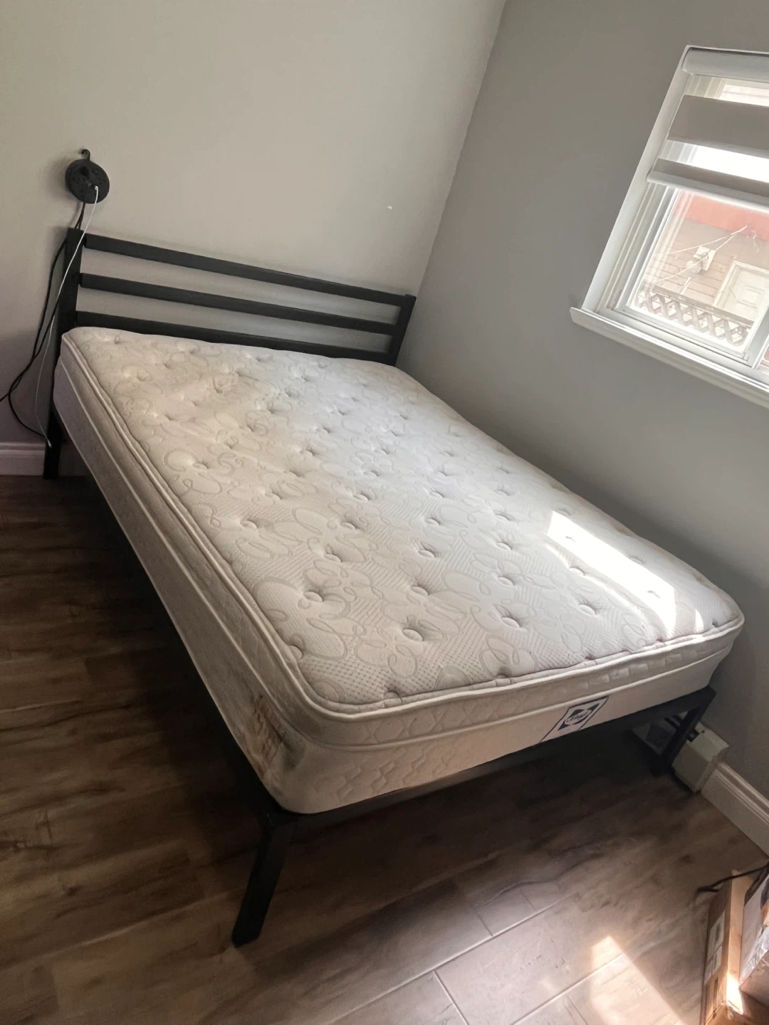Black Metal Bed Frame with Mattress - photo 2