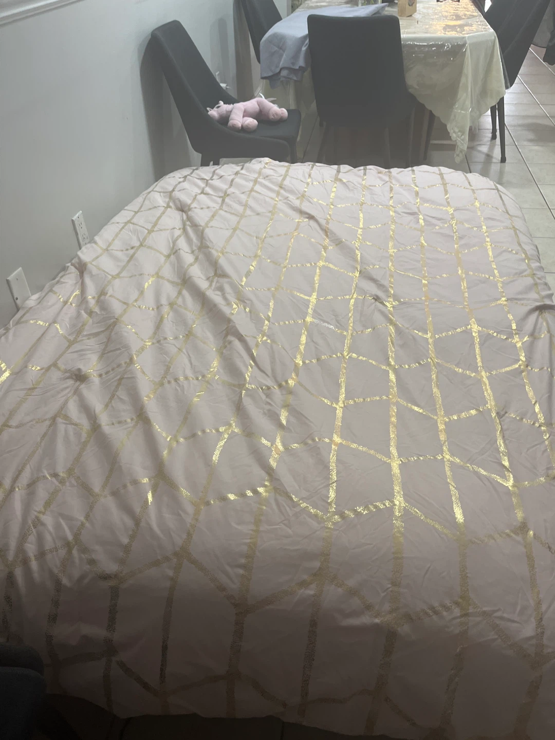 Pink and Gold Geometric Duvet Cover Set (double. Bed) - photo 2