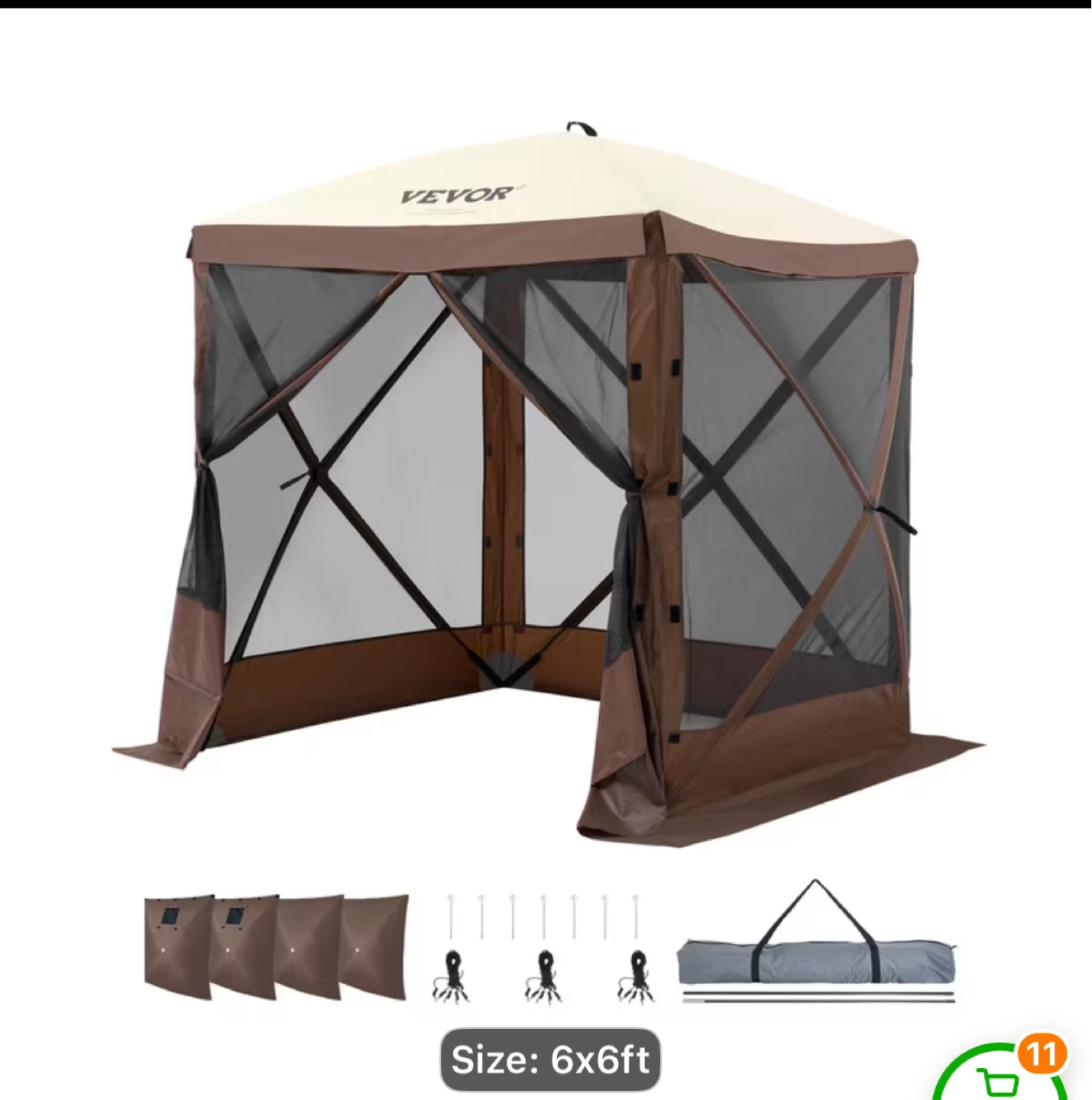 VEVOR 6x6ft Pop-Up Gazebo Screen House Tent - photo 3