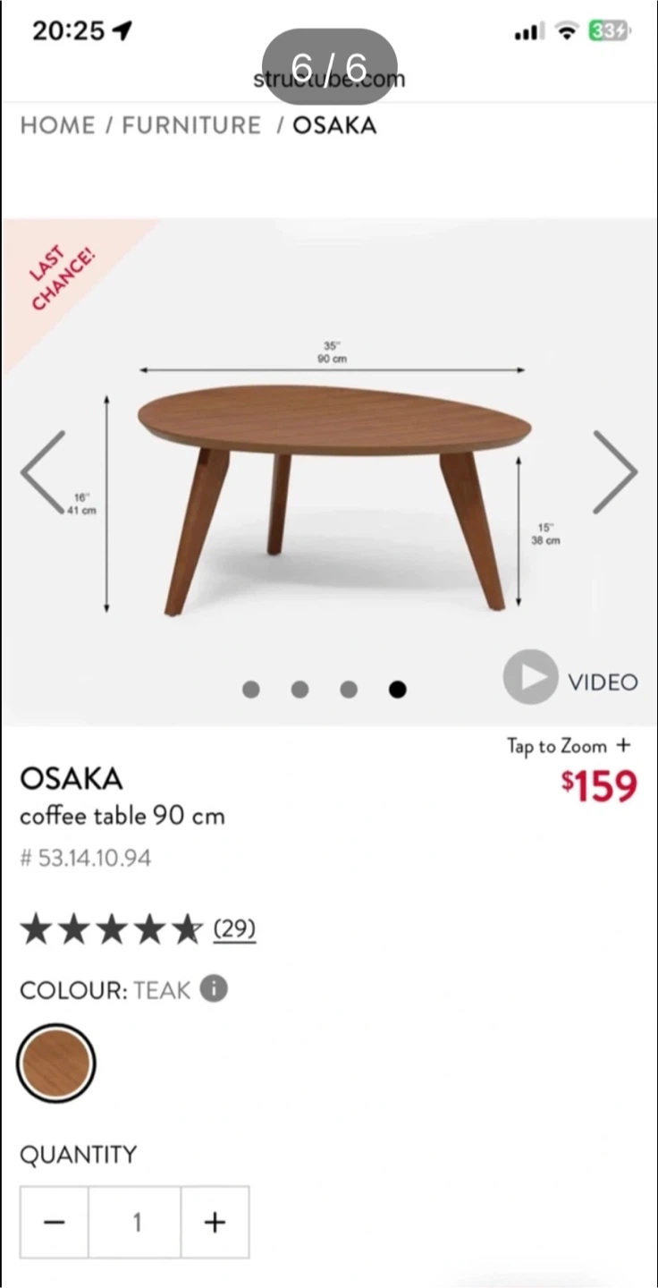 Structube Osaka Coffee Table - 90 cm Teak - photo 5