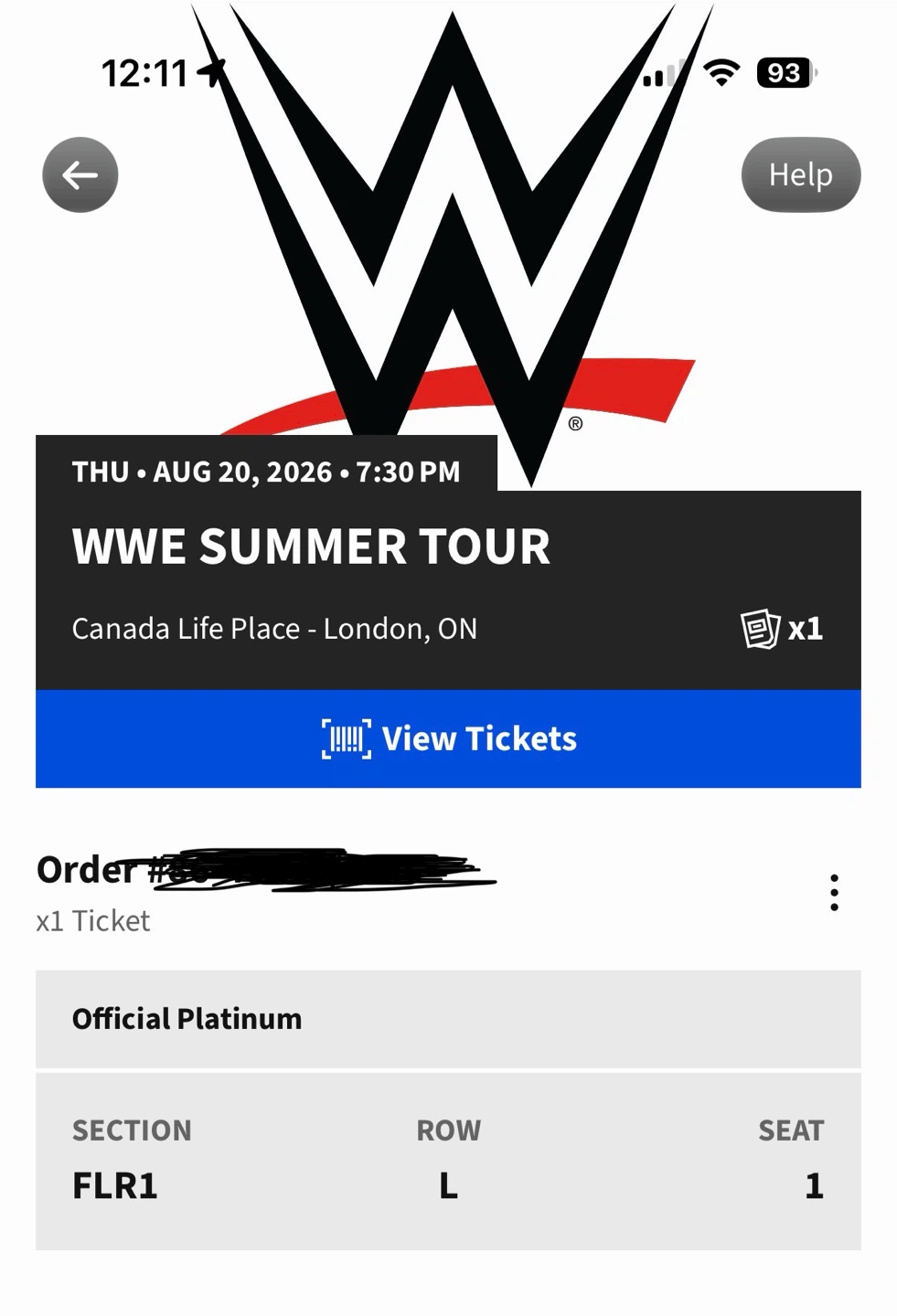 WWE Summer Tour Ticket