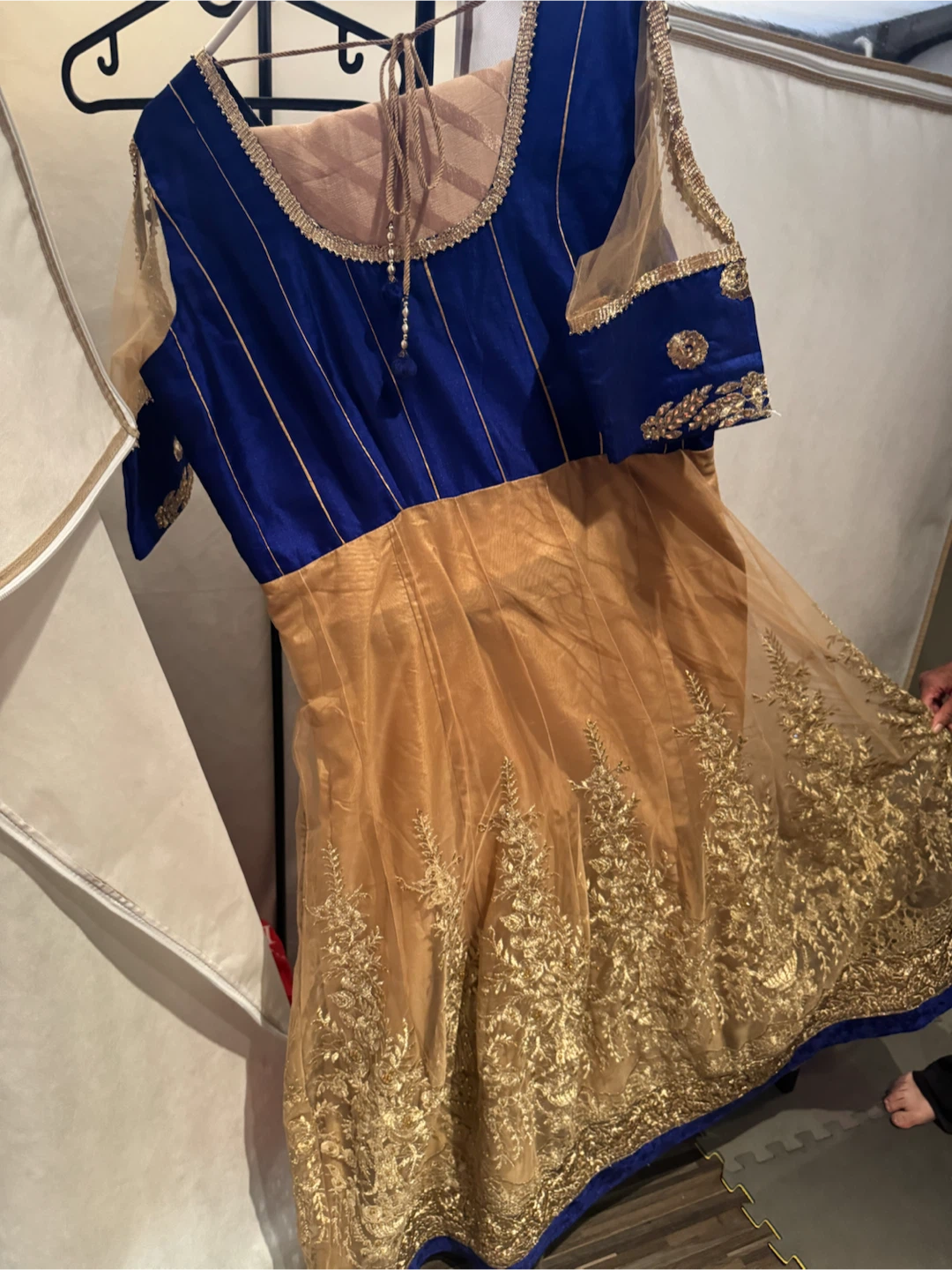 Blue and Gold Embroidered Anarkali Suit - photo 2