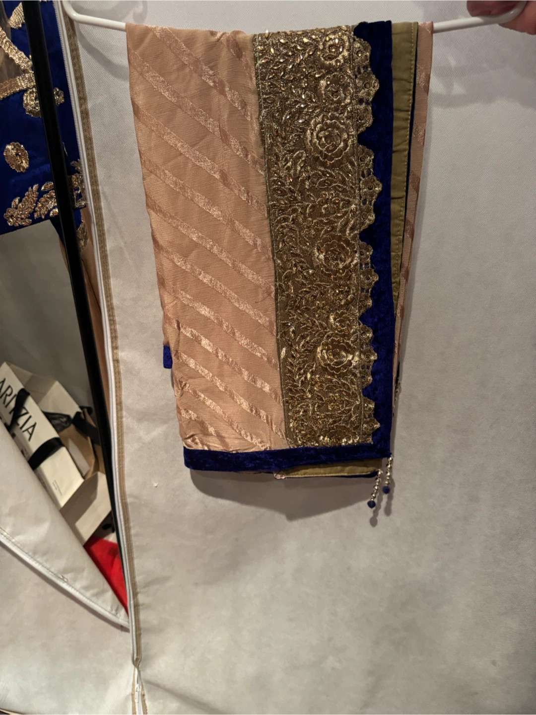 Blue and Gold Embroidered Anarkali Suit - photo 3
