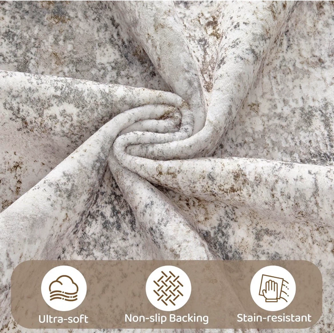 9'x12' Machine Washable Area Rug - Brown Grey - photo 5