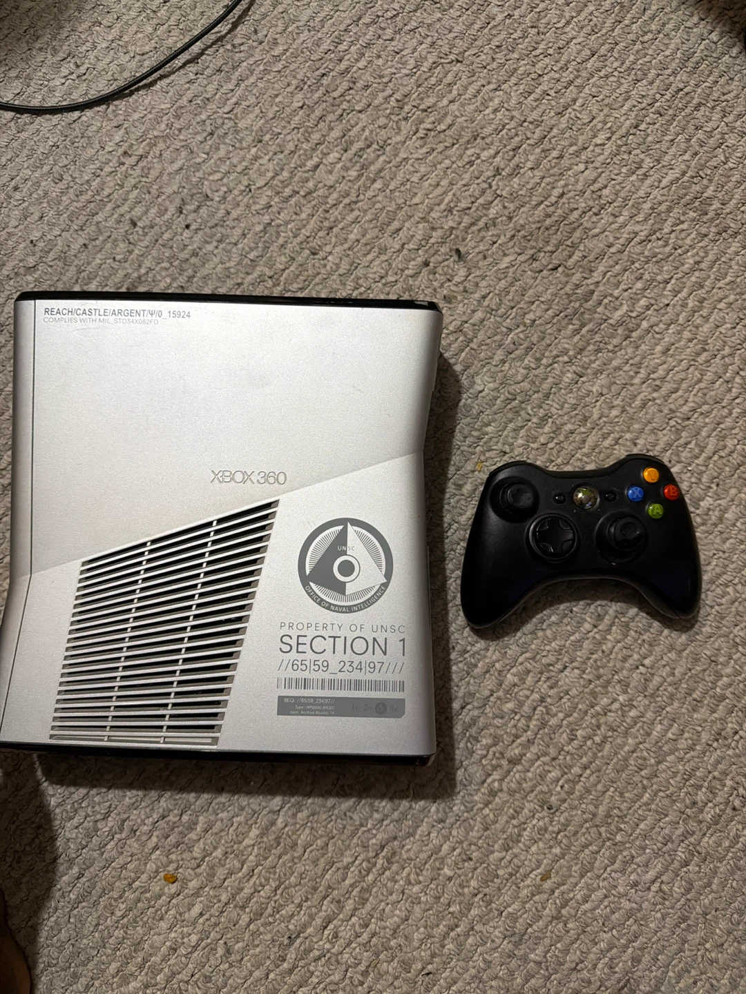 Xbox 360 Slim 250 GB Hard Drive and controller