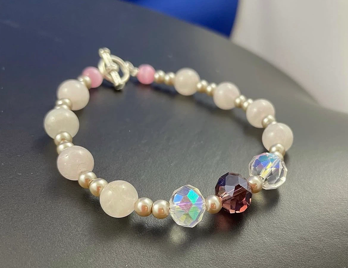 Swarovski Crystal and Rose Quartz bracelet
