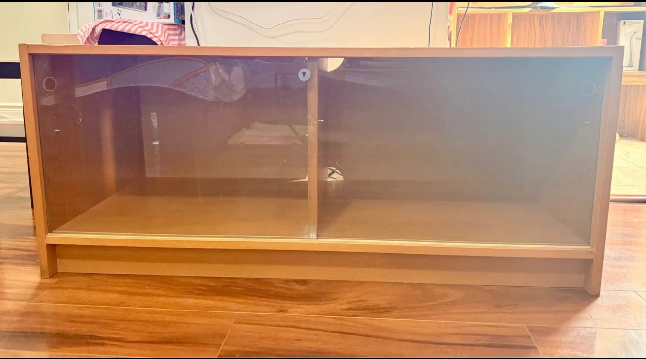 Wooden Cabinet with Sliding Glass Doors (TV/Media Stand)