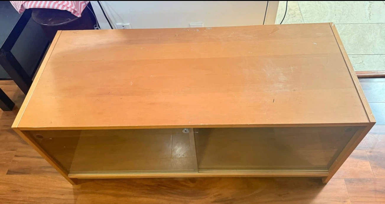 Wooden Cabinet with Sliding Glass Doors (TV/Media Stand) - photo 2