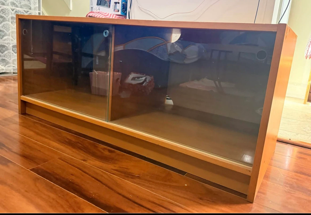 Wooden Cabinet with Sliding Glass Doors (TV/Media Stand) - photo 4