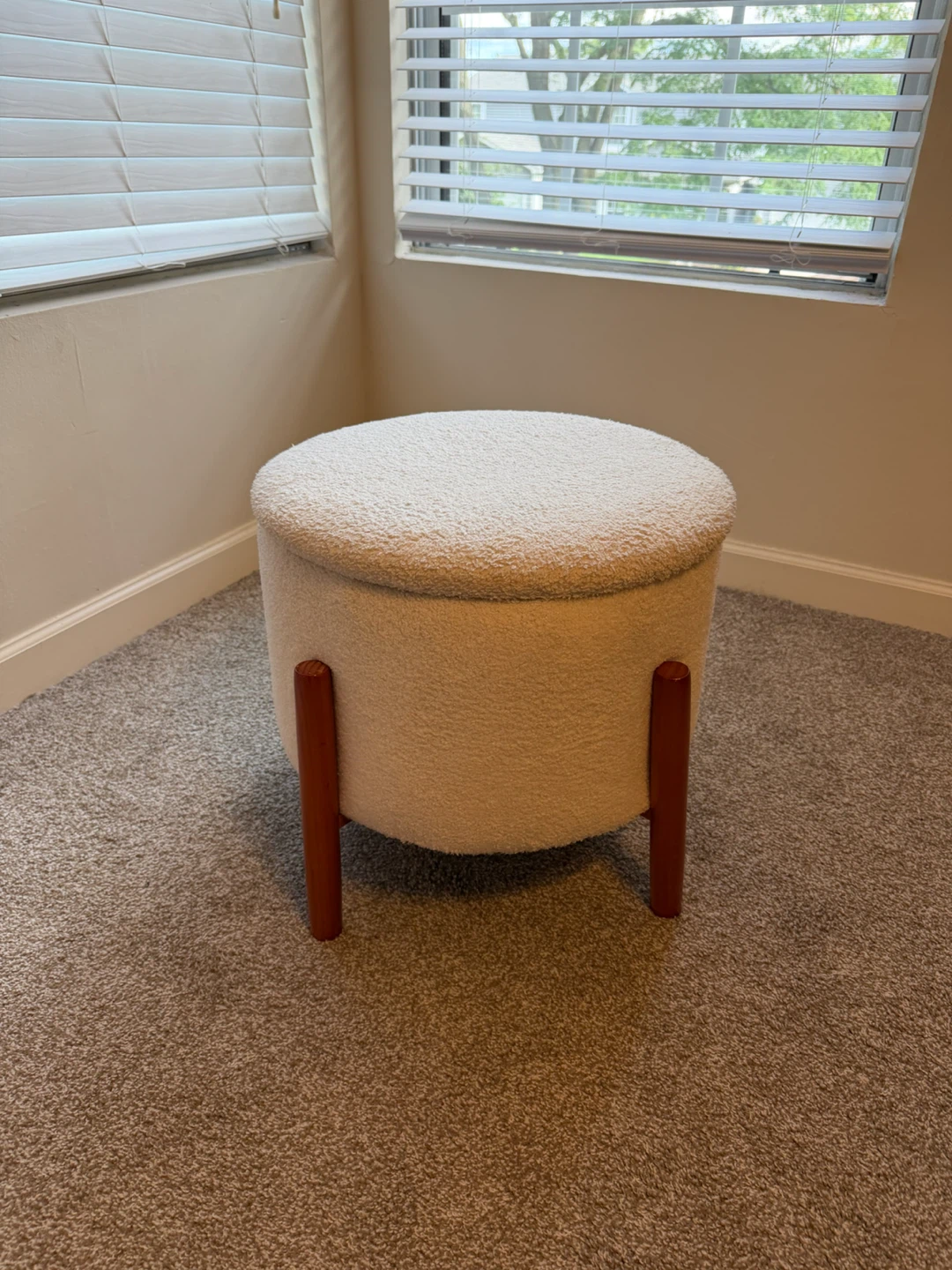 White Sherpa Storage Ottoman Footrest