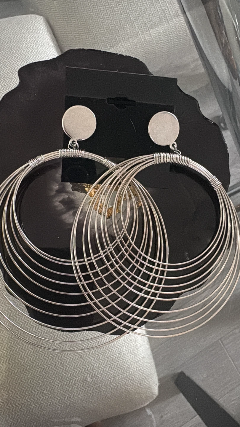 Silver Hoop Statement Earrings