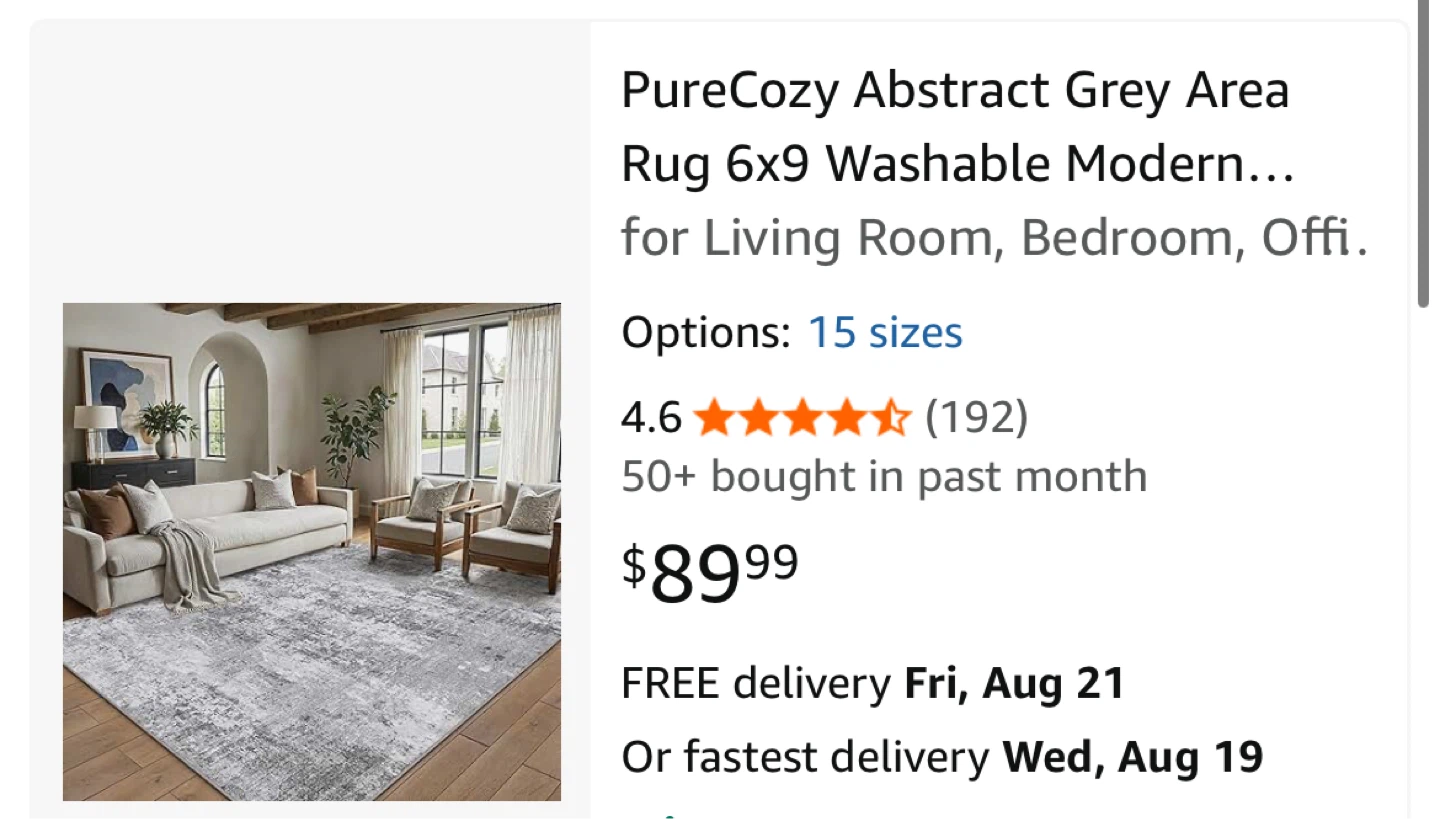 PureCozy Abstract Grey Area Rug 6x9 - photo 2