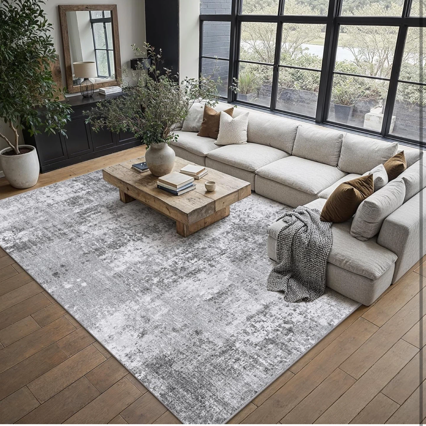 PureCozy Abstract Grey Area Rug 6x9 - photo 4