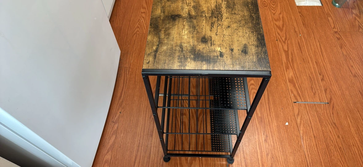 Industrial Style storage shelve with wooden top - photo 4