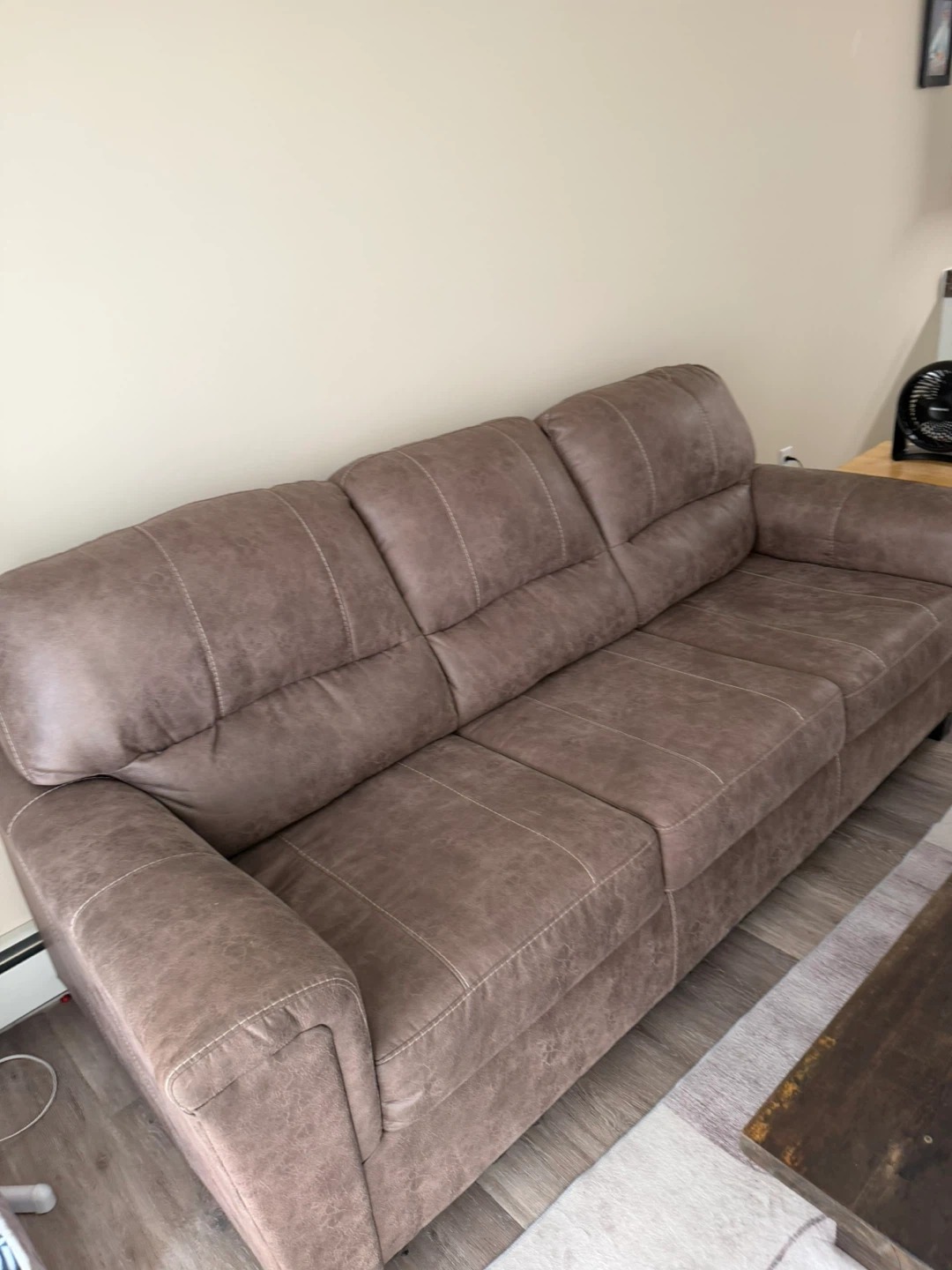 Brown Faux Leather Sofa - photo 2